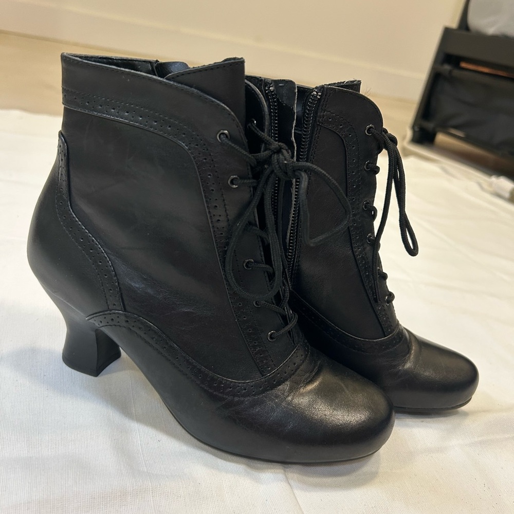Black lace up booties